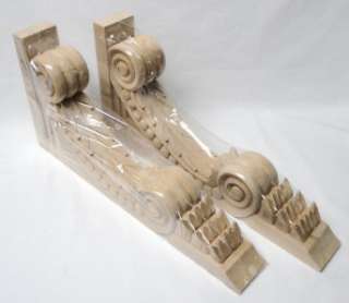 One Pair Carved Hardwood Corbel Unfinished Bracket Ornate Shelf 
