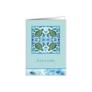  Just A Note Card Turtles Fish Sea Horse Watercolor Card 