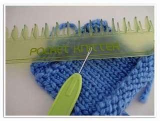 POCKET KNITTER 9 Knitting Loom KIT w/Hook & 7 Patterns  