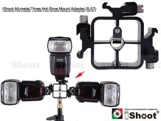   Tri Hot Shoe Mount Adapter for Flash Holder Bracket Light Stand  