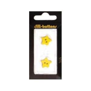  Dill Buttons 15mm 2 Hole Star Yellow 2 pc (6 Pack) Pet 
