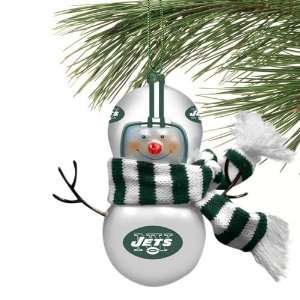  New York Jets Blown Glass Snowman Ornament (Set of 2 