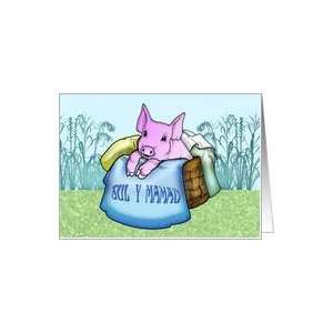  Mother, Mothers Day, Cute Pig in a basket Card Health 