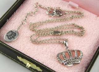 Auth Juicy Couture Wish   Silver Crown Necklace  