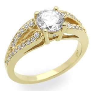  14K Yellow Gold Engagement Ring 1ctw CZ Cubic Zirconia 