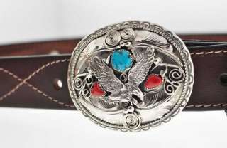 This beautiful sterling silver eagle buckle was handcrafted by Native 
