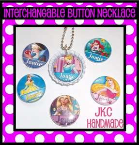 Personalized Disney Princess Interchangeable Button Necklace  