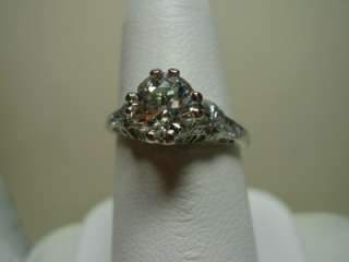 Vintage 1 cwt Diamond Ring 18K White Gold Setting  