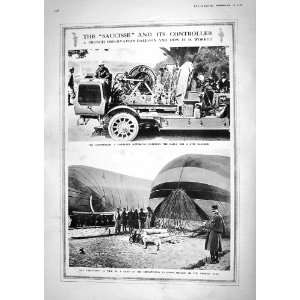  1917 SAUCISSE FRENCH OBSERVATION BALLOON MOTOR CAR ESCAPE 