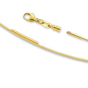 Round Omega Necklace Screw Off Lock 14K Yellow Gold 1mm  