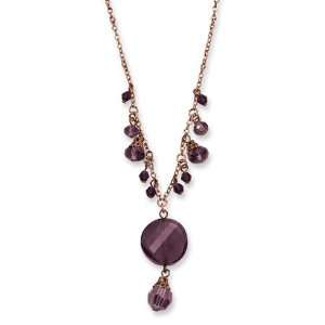  Rose tone Dark Red Crystal Drop 16in Necklace/Mixed Metal 