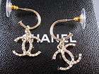 auth chanel 10a dangle grainy strass cc earrings new returns