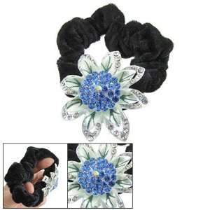  Floral Black Velvet Stretchy Band Hair Tie