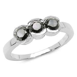    1.15 Carat Genuine Black Diamond Sterling Silver Ring Jewelry