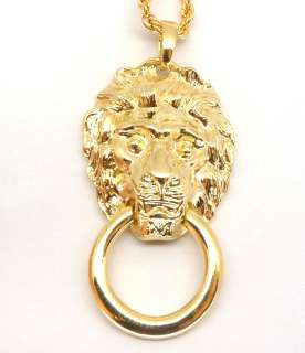 Kenneth Jay Lane KJL Gold Lions Head Necklace  
