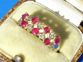 9ct GOLD NATURAL RUBY & CHAMPAGNE DIAMOND ETERNITY RING  