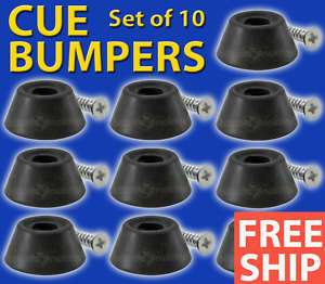 10 Pool Cue Bumpers Screw on 1” Rubber Bumpers Billiard  