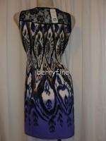   NWT JON & ANNA Purple Blk Lace Acccet V neck Sleeve less Dress Size S