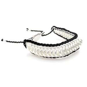 Maui Road to Hana Black and White Woven Bracelet, Fits 4.5 to 6 Inch 