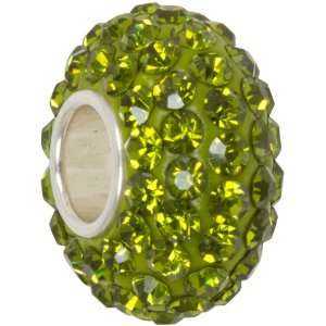   Green Crystal Pave Bling Bead fits European Charm Bracelet Jewelry