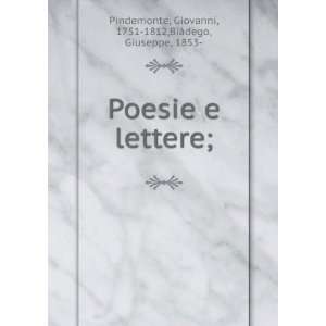   ; Giovanni, 1751 1812,BiÃ dego, Giuseppe, 1853  Pindemonte Books