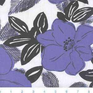  45 Wide Stretch Crepe Knit Tropical Flower Blue Fabric 