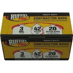  Ruffies Pro Clear Contractor Bags   (42 gallon) 20ct