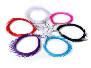 Free shippig 5Pairs of Mix color Feather Hoop Earrings wholesale 