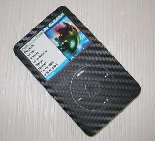APPLE IPOD CLASSIC BLACK CARBON FIBER FRONT COVER PROTECTOR DECAL SKIN 