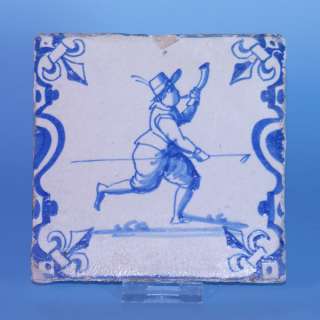 Dutch Delft 17th cent. Baluster tile Man with Horn  