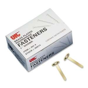  OIC Brass Plated Roundhead Fasteners,1 Length   100 / Box 
