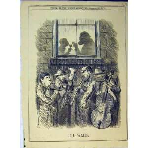    1885 Men Playing Music Outside House Drinking Party
