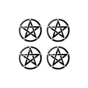 Pentagram   Wicca Witch   3D Domed Set of 4 Stickers Badges Wheel 