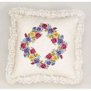  Pansies Embroidery Pillow Kit
