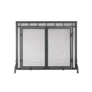   Single Panel Fireplace Screen with Doors X800285 Black
