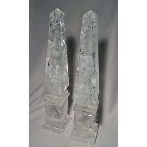  Quartz Pair of Tall Crystal Obelisk   Italy
