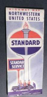 1947 Washington Oregon Idaho MT road map Standard oil  
