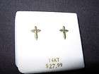 24kt Gold CROSS Earrings, Starter Petite Earrings Christian Faith 