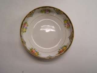 Nippon handpainted Bowl Floral gold rim 6 1/4 VGC  