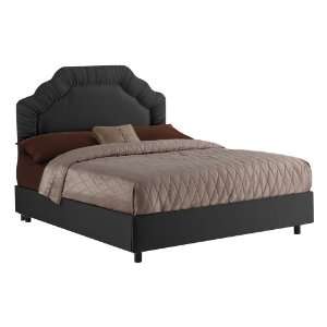  King Skyline Shantung Black Shirred Border Upholstered Bed 