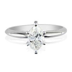   Rings 1ct Marquise Diamond Solitaire Ring in 14k White Gold Jewelry