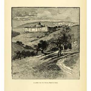  1890 Wood Engraving Bethany Road Jerusalem Ancient 