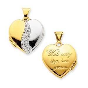  14k Yellow Gold Reversible Heart Locket Jewelry