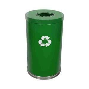  Green Metal Recycling Can w Lift Lid & Plastic Liner