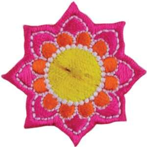  Iron On Appliques Pink & Yellow Flower 1/Pkg