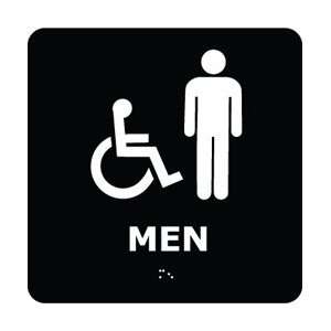 ADA4WBK   ADA, Braille, Men (w/Handicap Symbol), Black, 8 X 8 