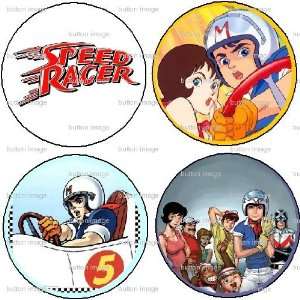   Set of 4 Speed Racer Pinback Buttons Japanese Anime 