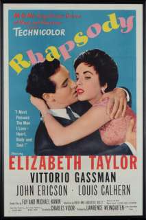 Rhapsody 1954 Orig Movie Poster Linenbacked Framed 1SHT  