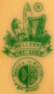 BELLEEK Irish Pottery HEART PLATE green mark 6 1/2  