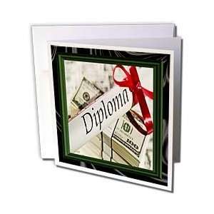   Diploma and Money   Greeting Cards 12 Greeting Cards with envelopes